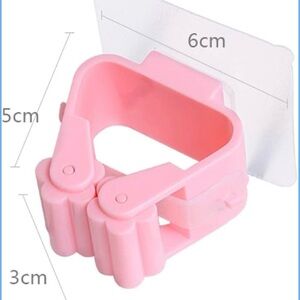 Mop Broom Pink Holders Wall Mount Gripper Hanger For Home Garage Storage 4Pcs